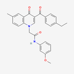molecular formula C28H26N2O4 B2948098 2-(3-(4-ethylbenzoyl)-6-methyl-4-oxoquinolin-1(4H)-yl)-N-(3-methoxyphenyl)acetamide CAS No. 897759-23-8