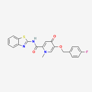 molecular formula C21H16FN3O3S B2948101 N-(benzo[d]thiazol-2-yl)-5-((4-fluorobenzyl)oxy)-1-methyl-4-oxo-1,4-dihydropyridine-2-carboxamide CAS No. 1021249-36-4