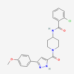 2-chloro-N-(1-(3-(4-methoxyphenyl)-1H-pyrazole-5-carbonyl)piperidin-4-yl)benzamide
