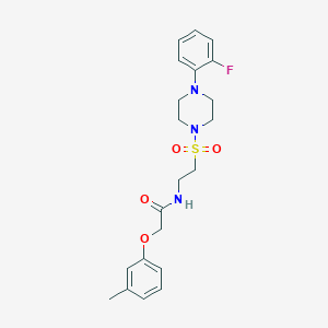 molecular formula C21H26FN3O4S B2948111 N-(2-((4-(2-fluorophenyl)piperazin-1-yl)sulfonyl)ethyl)-2-(m-tolyloxy)acetamide CAS No. 897618-22-3