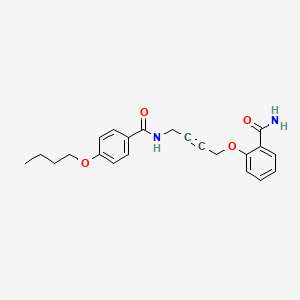 molecular formula C22H24N2O4 B2948113 4-Butoxy-N-[4-(2-carbamoylphenoxy)but-2-YN-1-YL]benzamide CAS No. 1421493-96-0