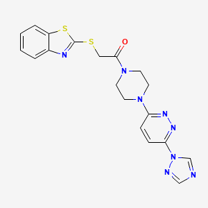 molecular formula C19H18N8OS2 B2948122 1-(4-(6-(1H-1,2,4-triazol-1-yl)pyridazin-3-yl)piperazin-1-yl)-2-(benzo[d]thiazol-2-ylthio)ethanone CAS No. 1797333-25-5