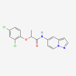 molecular formula C16H13Cl2N3O2 B2948124 2-(2,4-dichlorophenoxy)-N-(pyrazolo[1,5-a]pyridin-5-yl)propanamide CAS No. 2034403-19-3