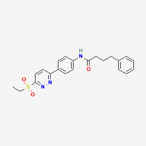 molecular formula C22H23N3O3S B2948130 N-(4-(6-(ethylsulfonyl)pyridazin-3-yl)phenyl)-4-phenylbutanamide CAS No. 1005294-73-4