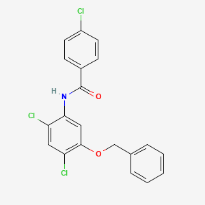 molecular formula C20H14Cl3NO2 B2948134 N-(5-(Benzyloxy)-2,4-dichlorophenyl)-4-chlorobenzenecarboxamide CAS No. 338961-18-5