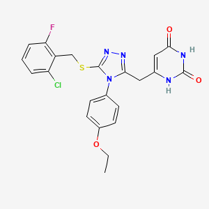 molecular formula C22H19ClFN5O3S B2948135 6-((5-((2-氯-6-氟苄基)硫)-4-(4-乙氧基苯基)-4H-1,2,4-三唑-3-基)甲基)嘧啶-2,4(1H,3H)-二酮 CAS No. 852153-71-0