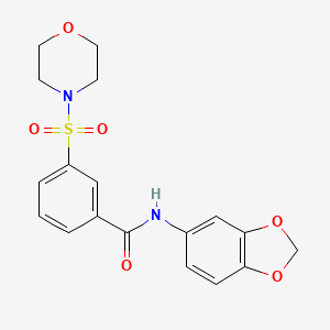 molecular formula C18H18N2O6S B2948137 N-(2H-1,3-benzodioxol-5-yl)-3-(morpholine-4-sulfonyl)benzamide CAS No. 638135-69-0