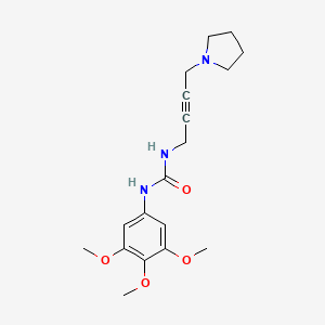 molecular formula C18H25N3O4 B2948140 1-(4-(Pyrrolidin-1-yl)but-2-yn-1-yl)-3-(3,4,5-trimethoxyphenyl)urea CAS No. 1396801-71-0