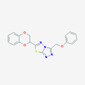 molecular formula C18H14N4O3S B294815 6-(2,3-Dihydro-1,4-benzodioxin-3-yl)-3-(phenoxymethyl)-[1,2,4]triazolo[3,4-b][1,3,4]thiadiazole 