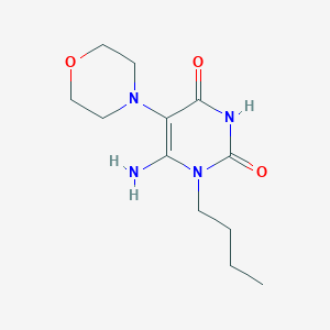 molecular formula C12H20N4O3 B2948160 6-Amino-1-butyl-5-(morpholin-4-yl)-1,2,3,4-tetrahydropyrimidine-2,4-dione CAS No. 790232-09-6