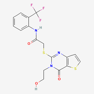 2-((3-(2-hydroxyethyl)-4-oxo-3,4-dihydrothieno[3,2-d]pyrimidin-2-yl)thio)-N-(2-(trifluoromethyl)phenyl)acetamide