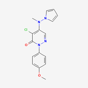 molecular formula C16H15ClN4O2 B2948169 4-氯-2-(4-甲氧基苯基)-5-(甲基(1H-吡咯-1-基)氨基)-3(2H)-嘧啶酮 CAS No. 320421-73-6