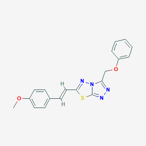 molecular formula C19H16N4O2S B294817 6-[2-(4-Methoxyphenyl)vinyl]-3-(phenoxymethyl)[1,2,4]triazolo[3,4-b][1,3,4]thiadiazole 