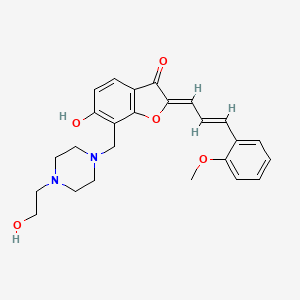 molecular formula C25H28N2O5 B2948181 (Z)-6-羟基-7-((4-(2-羟乙基)哌嗪-1-基)甲基)-2-((E)-3-(2-甲氧基苯基)丙烯基)苯并呋喃-3(2H)-酮 CAS No. 1164522-04-6