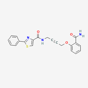 molecular formula C21H17N3O3S B2948182 N-(4-(2-carbamoylphenoxy)but-2-yn-1-yl)-2-phenylthiazole-4-carboxamide CAS No. 1448061-31-1