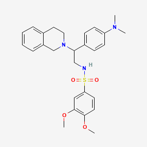 molecular formula C27H33N3O4S B2948189 N-(2-(3,4-dihydroisoquinolin-2(1H)-yl)-2-(4-(dimethylamino)phenyl)ethyl)-3,4-dimethoxybenzenesulfonamide CAS No. 946288-48-8