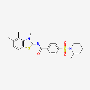 molecular formula C23H27N3O3S2 B2948194 (E)-4-((2-甲基哌啶-1-基)磺酰基)-N-(3,4,5-三甲基苯并[d]噻唑-2(3H)-亚甲基)苯甲酰胺 CAS No. 850911-41-0