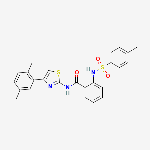 molecular formula C25H23N3O3S2 B2948198 N-[4-(2,5-dimethylphenyl)-1,3-thiazol-2-yl]-2-[(4-methylphenyl)sulfonylamino]benzamide CAS No. 442535-82-2