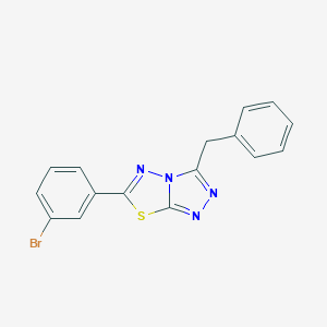 molecular formula C16H11BrN4S B294821 3-Benzyl-6-(3-bromophenyl)[1,2,4]triazolo[3,4-b][1,3,4]thiadiazole 