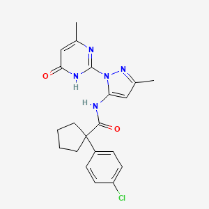 1-(4-chlorophenyl)-N-(3-methyl-1-(4-methyl-6-oxo-1,6-dihydropyrimidin-2-yl)-1H-pyrazol-5-yl)cyclopentanecarboxamide