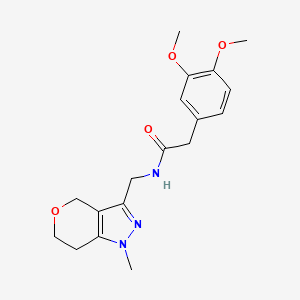 molecular formula C18H23N3O4 B2948219 2-(3,4-dimethoxyphenyl)-N-((1-methyl-1,4,6,7-tetrahydropyrano[4,3-c]pyrazol-3-yl)methyl)acetamide CAS No. 1797823-88-1