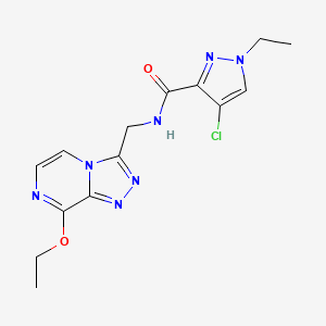 molecular formula C14H16ClN7O2 B2948229 4-chloro-N-((8-ethoxy-[1,2,4]triazolo[4,3-a]pyrazin-3-yl)methyl)-1-ethyl-1H-pyrazole-3-carboxamide CAS No. 2034598-74-6