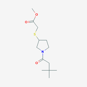 molecular formula C13H23NO3S B2948235 Methyl 2-((1-(3,3-dimethylbutanoyl)pyrrolidin-3-yl)thio)acetate CAS No. 2034517-48-9