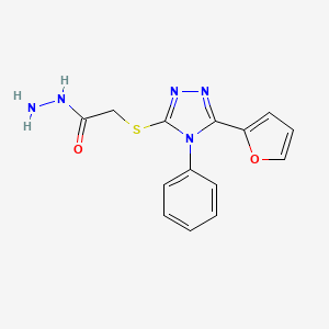 Acetic acid, 2-[[5-(2-furanyl)-4-phenyl-4H-1,2,4-triazol-3-yl]thio]-, hydrazide