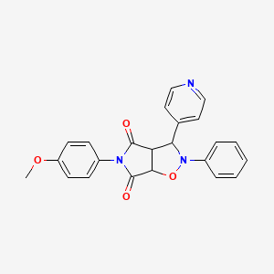 molecular formula C23H19N3O4 B2948245 5-(4-methoxyphenyl)-2-phenyl-3-(pyridin-4-yl)dihydro-2H-pyrrolo[3,4-d]isoxazole-4,6(5H,6aH)-dione CAS No. 380872-63-9