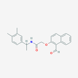 molecular formula C23H23NO3 B2948256 N-[1-(3,4-dimethylphenyl)ethyl]-2-[(1-formylnaphthalen-2-yl)oxy]acetamide CAS No. 1387349-38-3