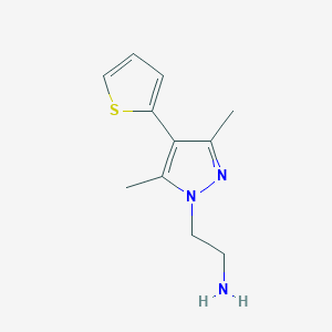 molecular formula C11H15N3S B2948262 2-[3,5-dimethyl-4-(thiophen-2-yl)-1H-pyrazol-1-yl]ethan-1-amine CAS No. 1369007-84-0