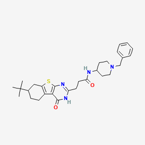 molecular formula C29H38N4O2S B2948263 N-(1-benzylpiperidin-4-yl)-3-(7-tert-butyl-4-oxo-3,4,5,6,7,8-hexahydro[1]benzothieno[2,3-d]pyrimidin-2-yl)propanamide CAS No. 950444-12-9