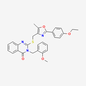 molecular formula C29H27N3O4S B2948266 2-({[2-(4-ethoxyphenyl)-5-methyl-1,3-oxazol-4-yl]methyl}sulfanyl)-3-[(2-methoxyphenyl)methyl]-3,4-dihydroquinazolin-4-one CAS No. 1114878-48-6