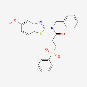 molecular formula C24H22N2O4S2 B2948267 N-benzyl-N-(5-methoxybenzo[d]thiazol-2-yl)-3-(phenylsulfonyl)propanamide CAS No. 899734-86-2