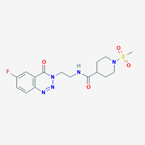 molecular formula C16H20FN5O4S B2948270 N-(2-(6-fluoro-4-oxobenzo[d][1,2,3]triazin-3(4H)-yl)ethyl)-1-(methylsulfonyl)piperidine-4-carboxamide CAS No. 1904031-73-7