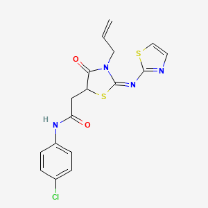 (E)-2-(3-allyl-4-oxo-2-(thiazol-2-ylimino)thiazolidin-5-yl)-N-(4-chlorophenyl)acetamide