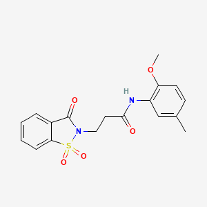 molecular formula C18H18N2O5S B2948285 3-(1,1-dioxido-3-oxobenzo[d]isothiazol-2(3H)-yl)-N-(2-methoxy-5-methylphenyl)propanamide CAS No. 899954-84-8