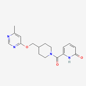 molecular formula C17H20N4O3 B2948293 6-(4-(((6-methylpyrimidin-4-yl)oxy)methyl)piperidine-1-carbonyl)pyridin-2(1H)-one CAS No. 2309707-72-8