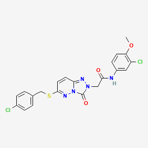 molecular formula C21H17Cl2N5O3S B2948294 2-[6-[(4-chlorobenzyl)thio]-3-oxo[1,2,4]triazolo[4,3-b]pyridazin-2(3H)-yl]-N-(3-chloro-4-methoxyphenyl)acetamide CAS No. 1040655-41-1