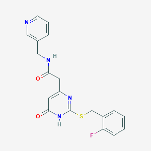 2-(2-((2-fluorobenzyl)thio)-6-oxo-1,6-dihydropyrimidin-4-yl)-N-(pyridin-3-ylmethyl)acetamide