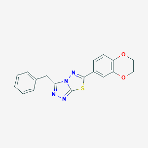 molecular formula C18H14N4O2S B294830 3-Benzyl-6-(2,3-dihydro-1,4-benzodioxin-6-yl)[1,2,4]triazolo[3,4-b][1,3,4]thiadiazole 