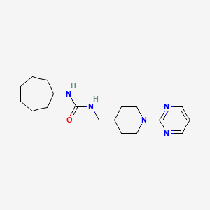 molecular formula C18H29N5O B2948319 1-Cycloheptyl-3-((1-(pyrimidin-2-yl)piperidin-4-yl)methyl)urea CAS No. 1396812-71-7