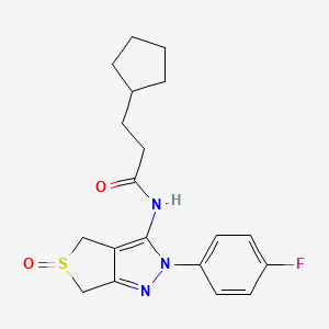 3-cyclopentyl-N-(2-(4-fluorophenyl)-5-oxido-4,6-dihydro-2H-thieno[3,4-c]pyrazol-3-yl)propanamide