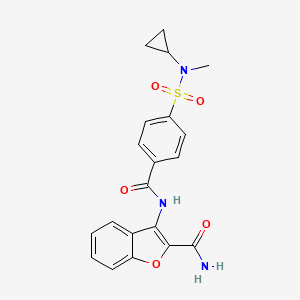 molecular formula C20H19N3O5S B2948324 3-(4-(N-cyclopropyl-N-methylsulfamoyl)benzamido)benzofuran-2-carboxamide CAS No. 923479-22-5