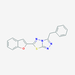 molecular formula C18H12N4OS B294833 6-(1-Benzofuran-2-yl)-3-benzyl[1,2,4]triazolo[3,4-b][1,3,4]thiadiazole 