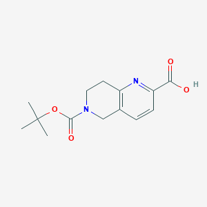 molecular formula C14H17N2O4 B2948331 6-(Tert-butoxycarbonyl)-5,6,7,8-tetrahydro-1,6-naphthyridine-2-carboxylic acid CAS No. 259809-49-9