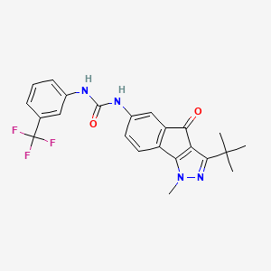 molecular formula C23H21F3N4O2 B2948334 N-(3-(叔丁基)-1-甲基-4-氧代茚并[2,3-D]吡唑-6-基)((3-(三氟甲基)苯基)氨基)甲酰胺 CAS No. 1119392-37-8