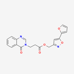 molecular formula C19H15N3O5 B2948344 (5-(furan-2-yl)isoxazol-3-yl)methyl 3-(4-oxoquinazolin-3(4H)-yl)propanoate CAS No. 1208393-89-8