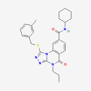 N-cyclohexyl-1-((3-methylbenzyl)thio)-5-oxo-4-propyl-4,5-dihydro-[1,2,4]triazolo[4,3-a]quinazoline-8-carboxamide