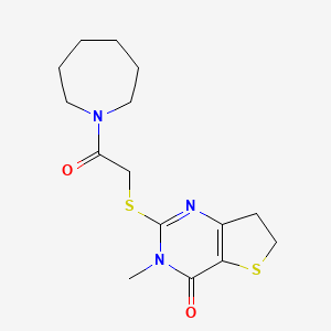 molecular formula C15H21N3O2S2 B2948346 2-{[2-(azepan-1-yl)-2-oxoethyl]sulfanyl}-3-methyl-3H,4H,6H,7H-thieno[3,2-d]pyrimidin-4-one CAS No. 893357-31-8